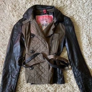 Green and pleather stylish jacket